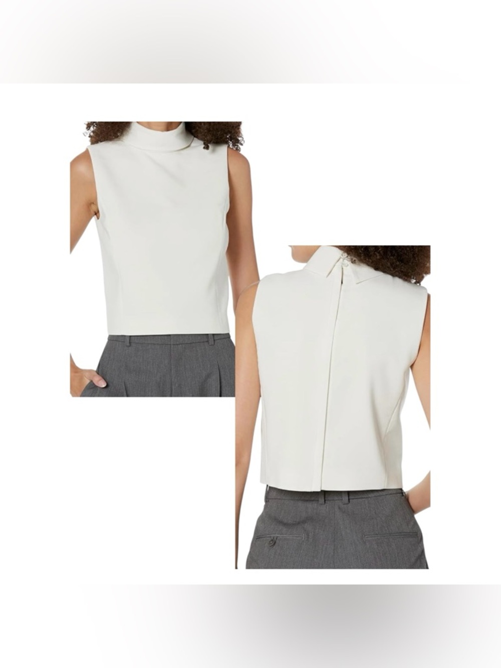 Theory Ivory Sleeveless Cropped Roll Neck Top Size 6